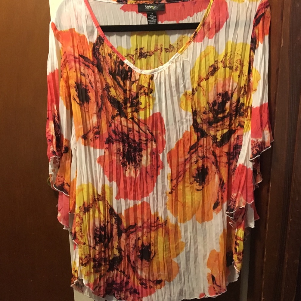 LAST CHANCE Pleated sheer chiffon blouse